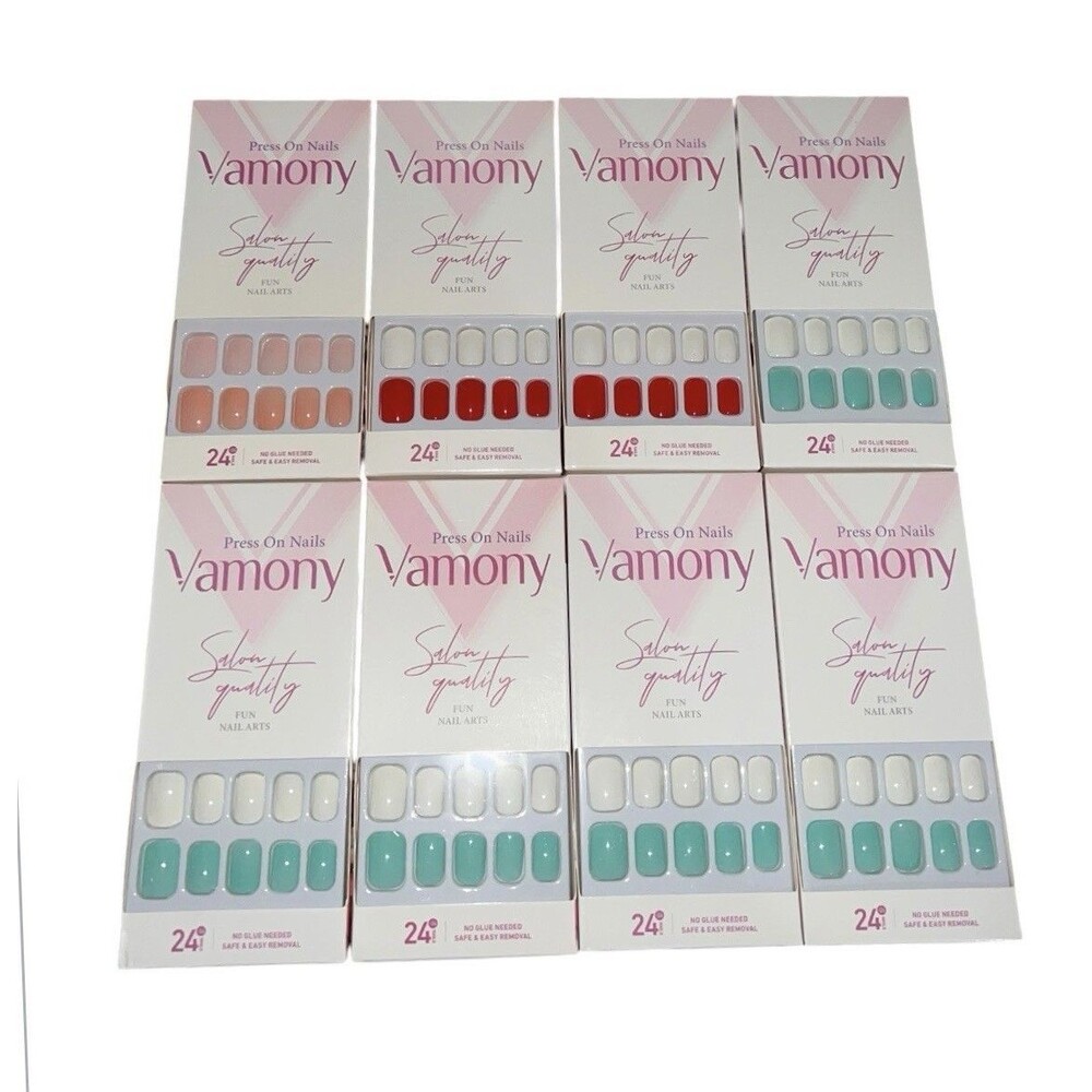 Vamony Salon Quality Press On Nails No Glue Needed Lot Of 8 Boxes